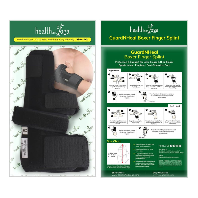 HealthAndYoga™ GuardNHeal Ulnar Gutter Boxer Splint – Must Use for Pinky Finger Splint, Boxer’s Fracture, Ulnar Gutter Wrist Brace, Metacarpal finger splint, Dupuytren's contracture - for Left or Right Hand (Large) Large (Pack of 1)