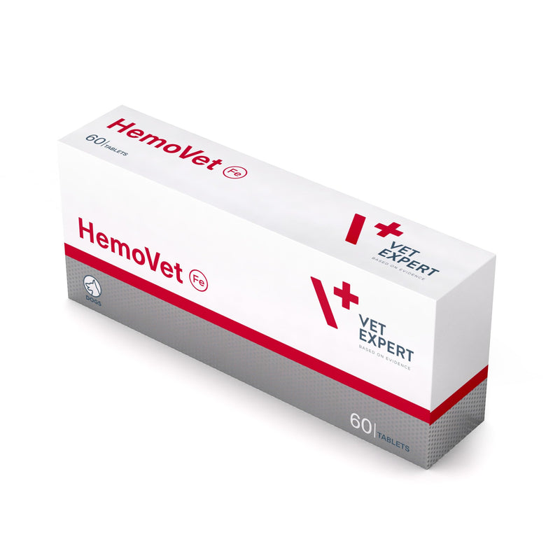 Vet Expert Hemovet Iron Supplement for Dogs – Supports Healthy Blood Cells and Hematopoietic Function, Essential Vitamins & Minerals – 60 Tablets