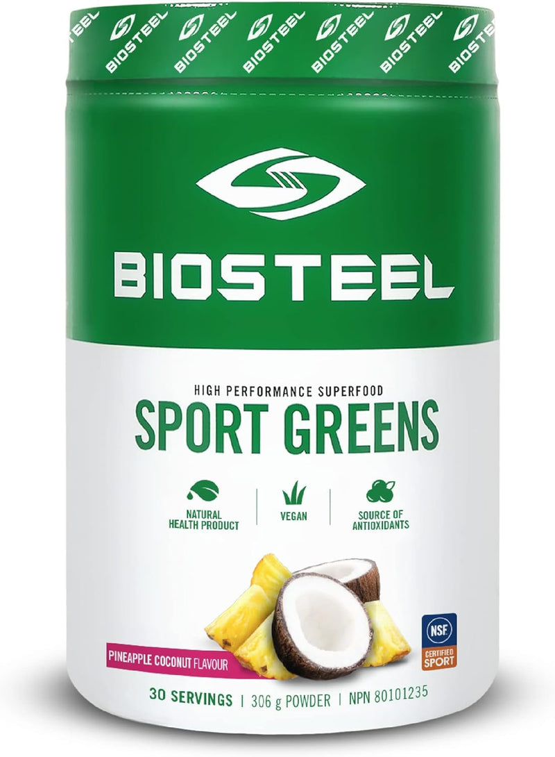 BIOSTEEL Sport Greens Powder, High Performance Superfood Supplement, Non-GMO Formula, Pineapple Coconut, 30 Servings
