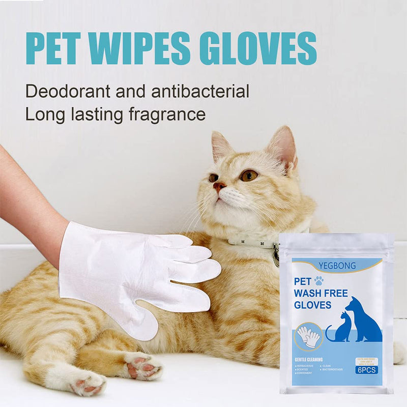 MOVKZACV 6 Pcs Antiseptic Wipes in the Shape of a Grooming Glove for Cats and Dogs, Bathing Glove for Pets, Pet Grooming Wipes (White) White - BeesActive Australia