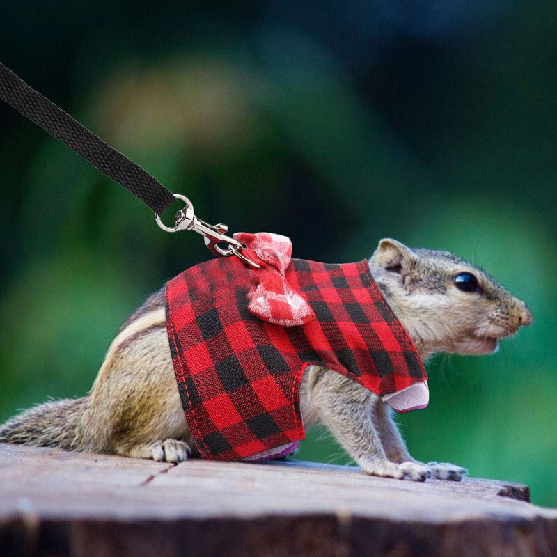 Pet Rabbit Traction Rope, Pet Small Animal Bunny Hamsters Harness Chest Strap Red Grid Blue Stripes 2 Pieces(M) Medium - BeesActive Australia