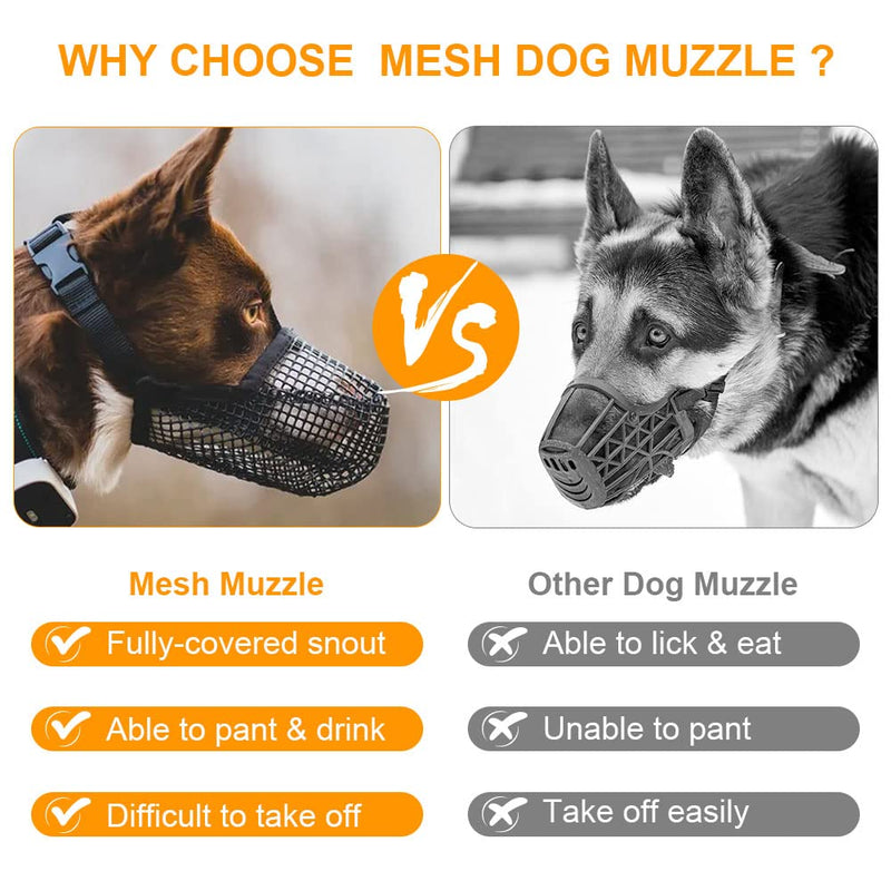 Adiwo muzzle for dogs, dog muzzle with rounded mesh loop, breathable, safe, quick fit for small, medium and large dogs, adjustable eating protection, dog biting and chewing, M/22-25 cm - BeesActive Australia