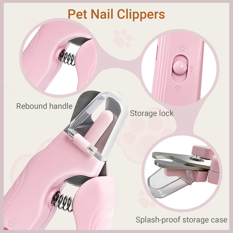 2 in 1 Cat & Dog Nail Clippers Grinder with Lights, Quick Sensor Safety Guard & Ultra-Quiet USB Rechargeable Cat & Dog Nail Trimmers, Dog Nail Grinder with 2 Bells for Women(Pink) - BeesActive Australia