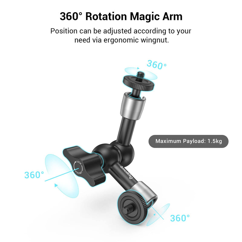 SMALLRIG Super Clamp w/ 1/4" and 3/8" Thread and 5.8 Inches Adjustable Friction Power Articulating Magic Arm with 1/4" Thread Screw for LCD Monitor/LED Lights - KBUM2730 5.8''+arm only - BeesActive Australia