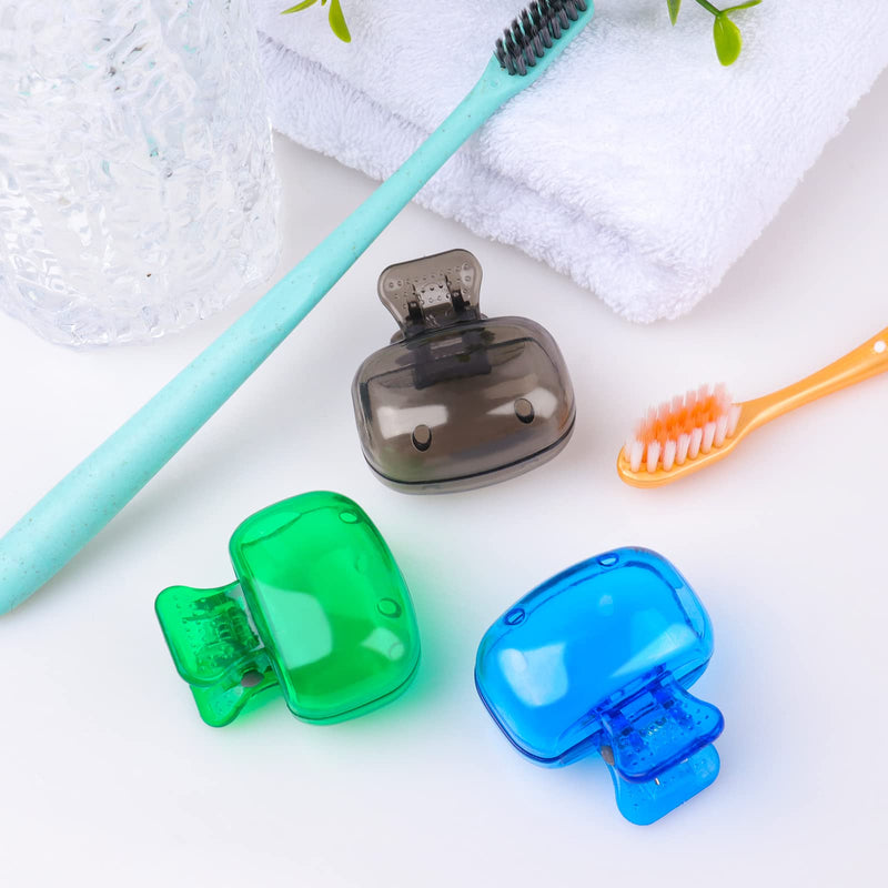 4 Pack Travel Toothbrush Head Covers Toothbrush Protector Cap Brush Pod Case Protective Portable Plastic Clip for Household Travel, Camping, Bathroom, School, Business Blue, Green, Grey, Red - BeesActive Australia