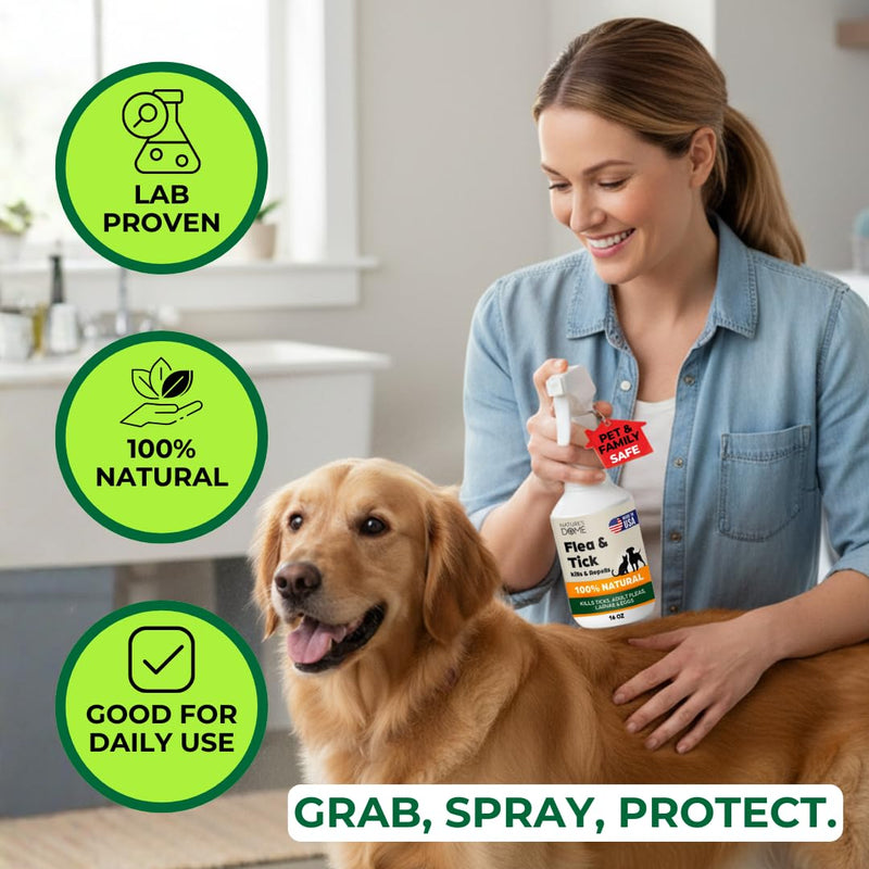 Nature’s Dome Flea & Tick Starter Kit – Makes 3 Bottles (16 oz Each) – Plant-Based, Eco-Friendly Formula – Kills & Repels Fleas, Ticks, Larvae & Eggs – Safe for Pets, Kids & Plants Citrus 16 oz (Pack of 3)