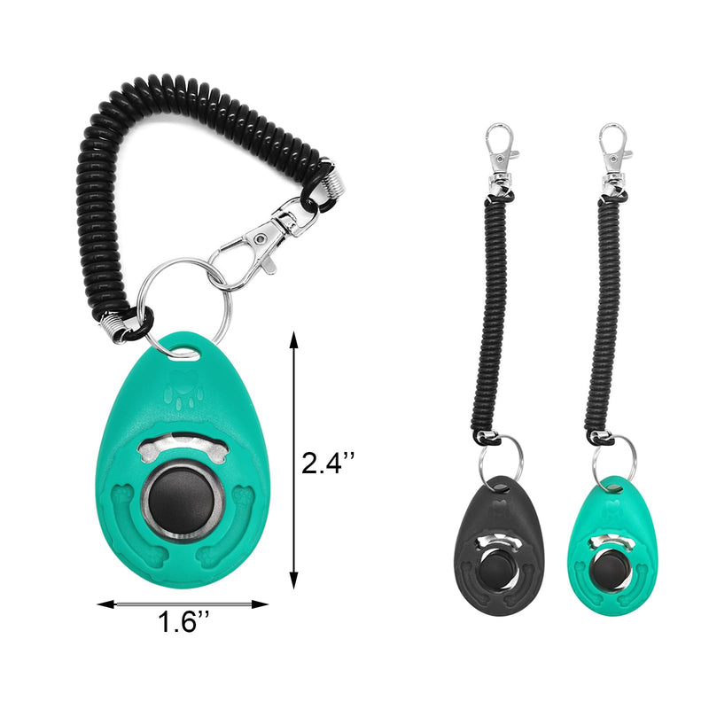 2pcs Dog Training Clickers with Wrist Strap and Clasp, Lightweight Durable Pet Trainer Clear Sound Pup Training Clicker for Dog Puppy Cat, Gift for Pet Lovers (Black + Green) - BeesActive Australia
