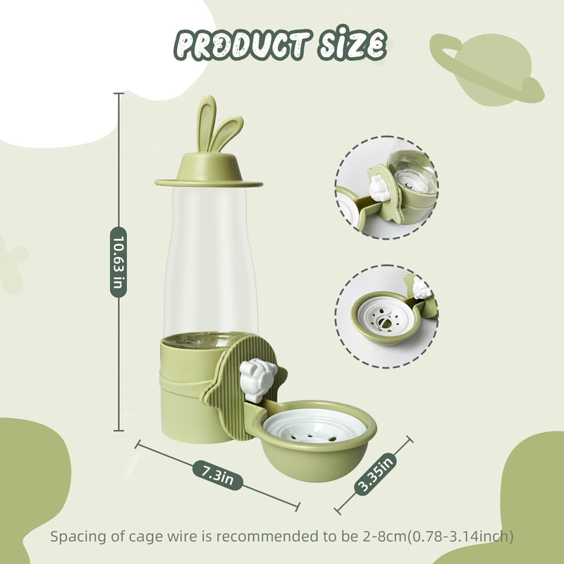 Guinea Pig Water Bottle Hanging Rabbit Water Dispenser 600 ml Dog crate water bowl no spill Detachable Gravity Pet Water Bottles for Dogs Cats Chinchilla Hedgehog Hamster Green Pink - BeesActive Australia