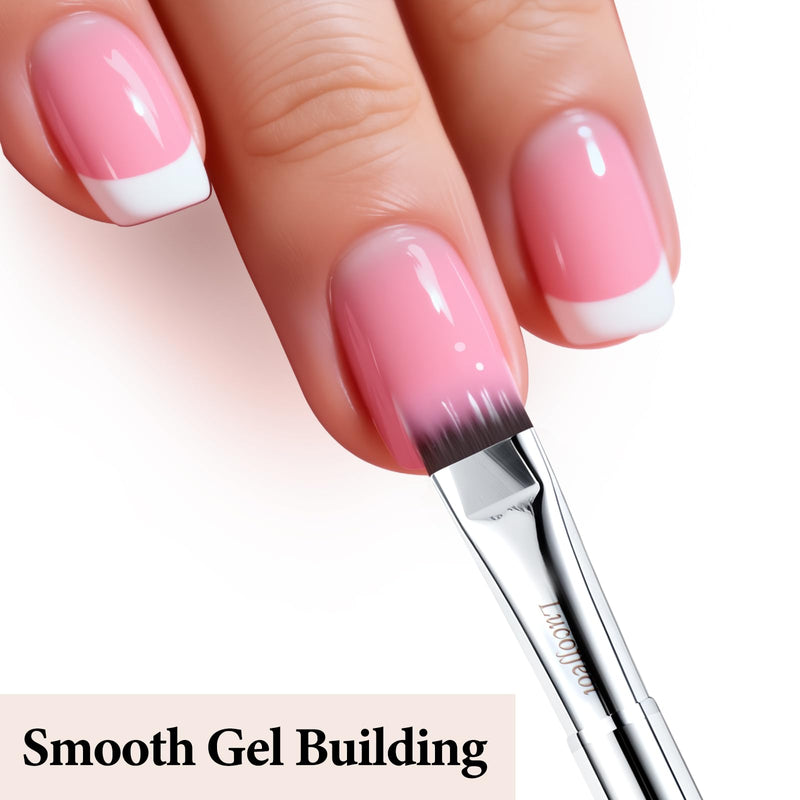 Nail Art Brush,2-in-1 French Tip and Cuticle Cleanup Brush for Gel Polish,Professional Nail Tool with Wooden Handle（French F20） French Tip Brush F20