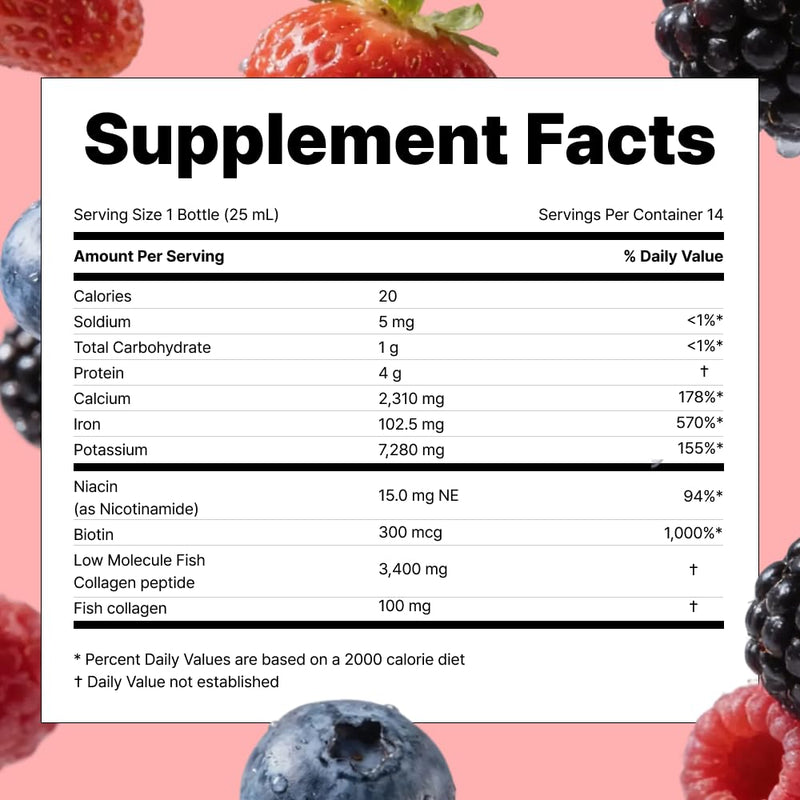 VITALBEAUTIE Super Collagen Drink – 3,500mg Low‑Molecular Fish Collagen (5 Types) – K‑Beauty Liquid Beauty Ampoules, Mixed Berry Flavor (Naturally & Artificially Flavored) – 14 x 25 mL 14 Servings
