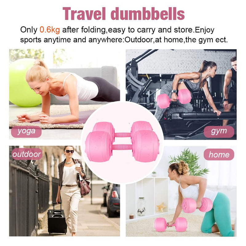 Water Filled Dumbbells Set for Women Travel Weights Adjustable Pink: 4~12 Lbs - BeesActive Australia