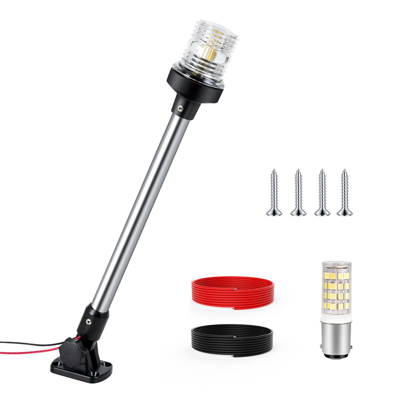 18 Inches Anchor Light Boat Stern Light Waterproof IP67, White Fold Down Marine Navigation Lights for Boats LED for Pontoon, Jon Boat and Bass Boats (12-24V) 18 Inches - BeesActive Australia