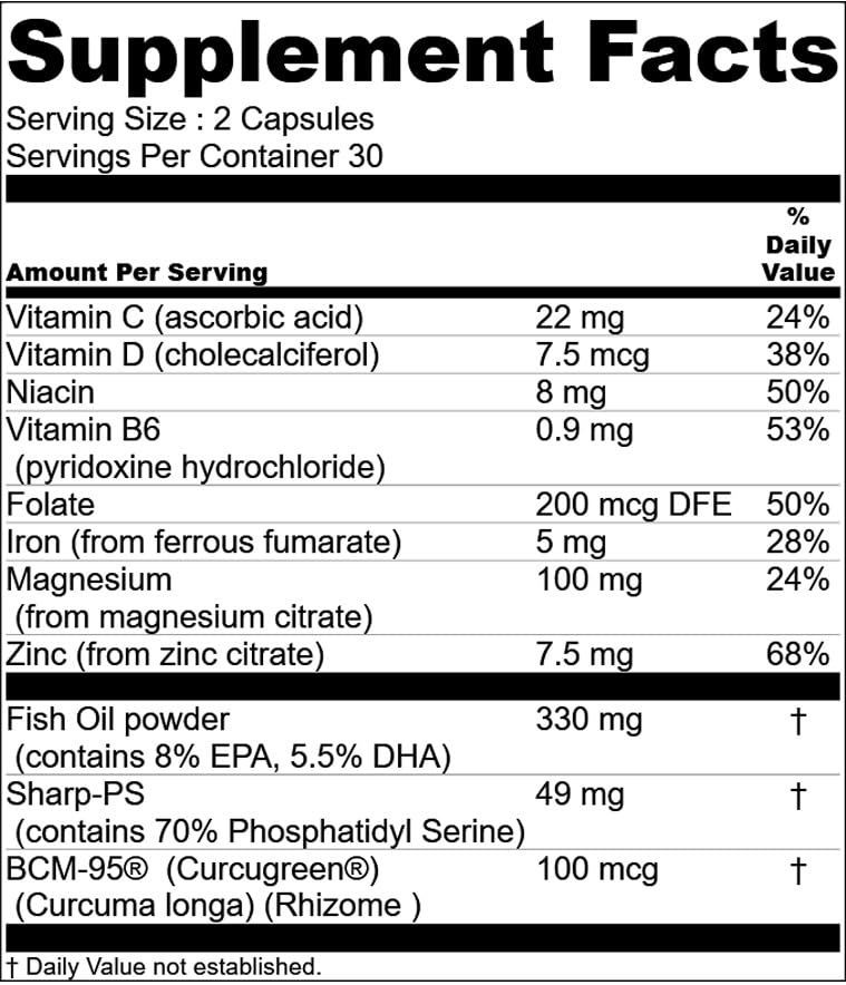 AddiVance – Focus, Concentration and Memory Support (120 Caps) | Magnesium Citrate, Vitamin C & Fish Oil Powder – Non-Habit Forming Mental Supplement – Formulated by Medical Professionals