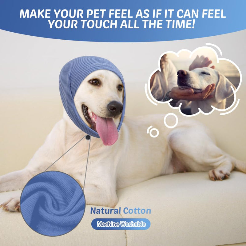 COMFPET Happy Hoodie for Dogs & Cats, Noise & Hearing Protection, Soothing Earmuffs, Ear & Wind Protection, Reduces Fear of Fireworks, Ideal for After Surgery, M (Blue) Blue M - BeesActive Australia