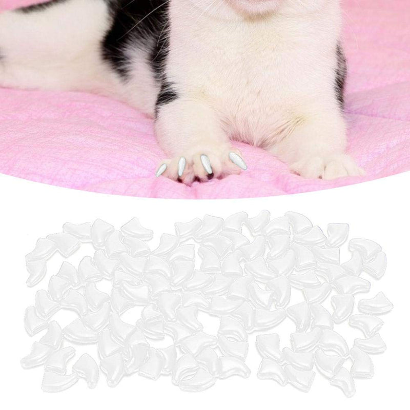 Zerodis Pack of 100 Cat Nail Cover Protector, Soft Pet Nail Cover Safe Anti Scratch Dog Paw Claw Protector Covers Claw Care for Cats Dogs (M-White) M white - BeesActive Australia