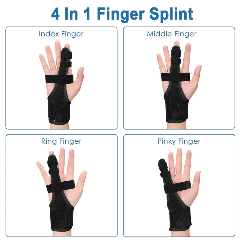 Full Trigger Finger Splint - Hand and Wrist Brace Support for Sprains, Pain Relief, Arthritis, Tendonitis, Fractured Finger - Adjustable Locking Straightener Medium