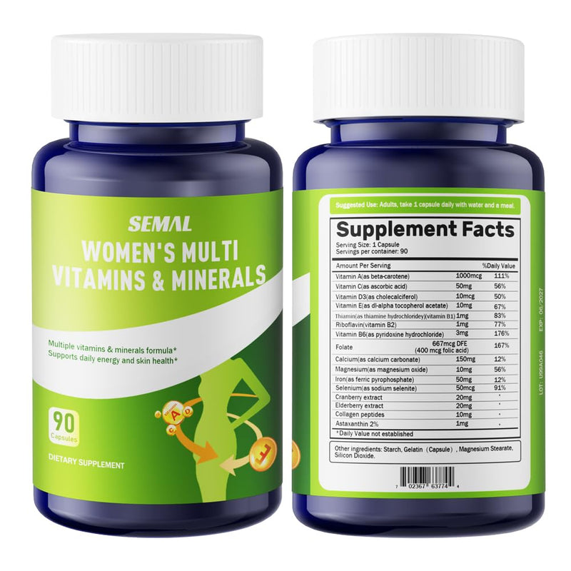 SEMAL Daily Multivitamin & Multimineral Supplement for Women (90 Capsules)