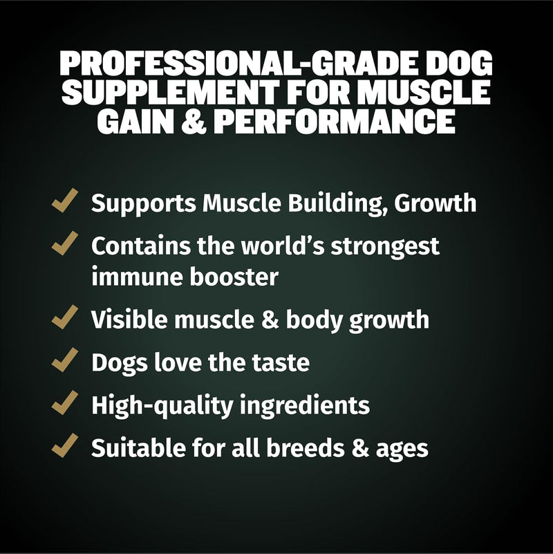 Bully Max 11-in-1 Muscle Gain Power Chews - High Protein Dog Supplement with Amino Acids - Healthy Treats for Puppy & Adult Dogs - Premium Muscle Builder for All Breeds - 75 Tasty Soft Dog Chews - BeesActive Australia