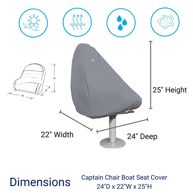 Savvycraft Waterproof Boat Captain Seat Chair Cover, Marine-Grade Heavy-Duty Polyester, 24" D x 22" W x 25" H Gray All-Weather, UV Resistant, Durable Boat Chair Protector S3: Captain seat, 24"D x 22"W x 25"H - BeesActive Australia