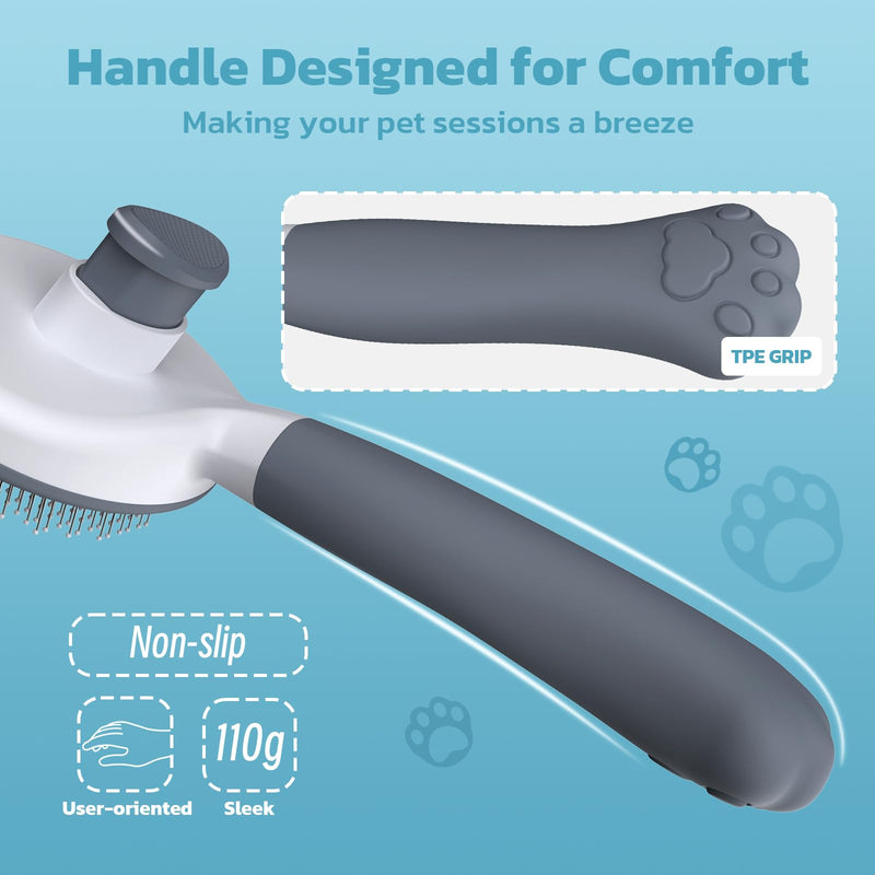 Zivacate Cat Brush Dog Brush [Ergonomic Handle & One-Click Cleaning & Patented Design] Self-cleaning brush for short and long-haired dogs/cats/rabbits, undercoat brush (dark gray) Dark Grey - BeesActive Australia