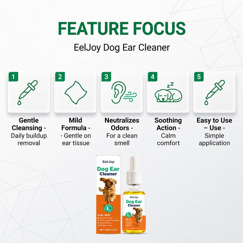 Dog Ear Cleaner for Dogs, Gentle Ear Cleaning Solution, Dog Ear Wash for Routine Ear Hygiene, Ear Cleaner for Dogs, Dog Ear Drops Style Applicator, Helps Remove Build-Up and Refresh Ears, 1 Fl Oz