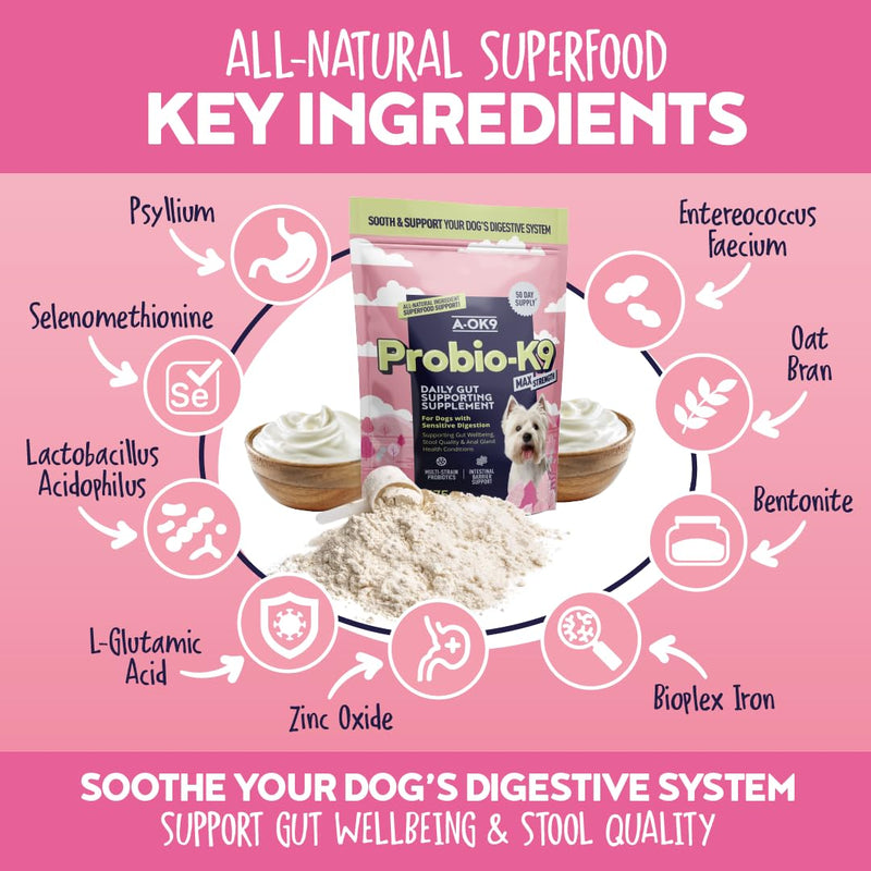 Probio-K9 Digestive Supplement + Probiotic Paste for Dogs | Daily Gut Health, Digestive & Tummy Support | Probiotics, Prebiotics & Stool Forming Fibres | Upset Stomach & Firm Stool Support | UK Short