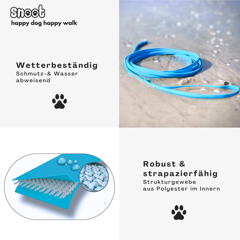 5m drag leash, dog leash, hand strap, cyan blue, extra narrow, dirt and water repellent 5m, for small dogs cyan blue - BeesActive Australia