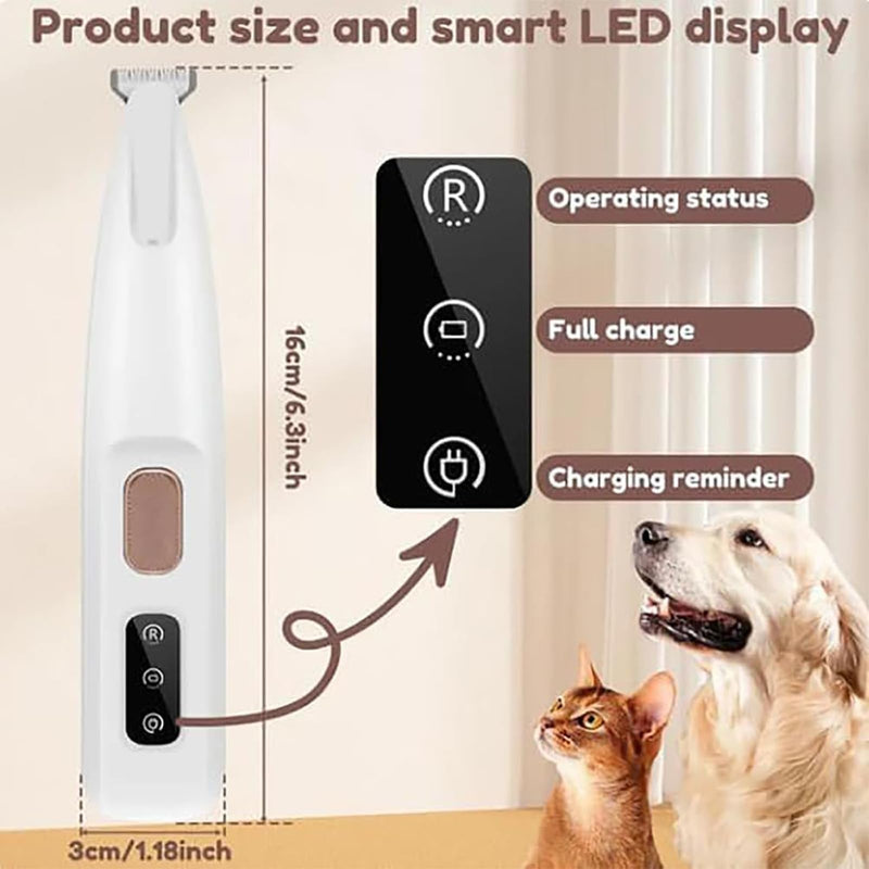 Paw Trimmer for Dogs Hair Clipper Paw Trimmer with LED, Lower Noise Waterproof Dog Razor, Hair Clipper for Paws Pet Dogs Cats (White) White - BeesActive Australia