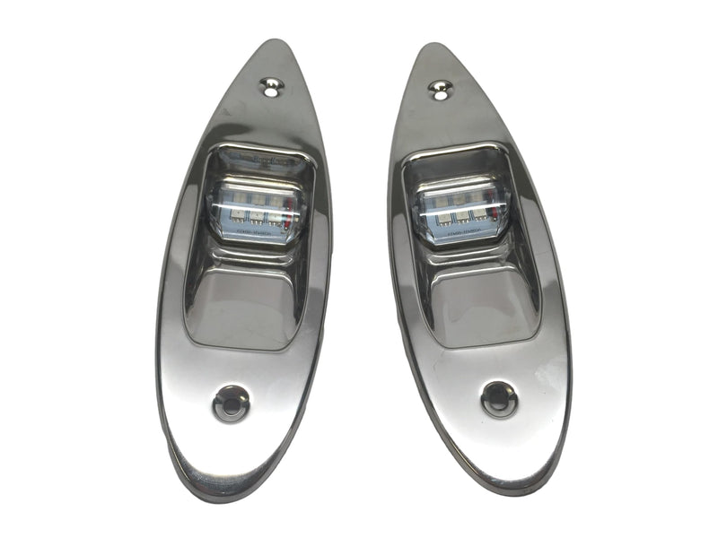 Pactrade Marine Boat Navigation Light Pair of LED Flush Mount Sidelight Red & Green Shark Eye Side Bow Teardrop Lights SS Vertical Mount 12V Signal Lights for Small Boat, Pontoon, Sailing, Skiff