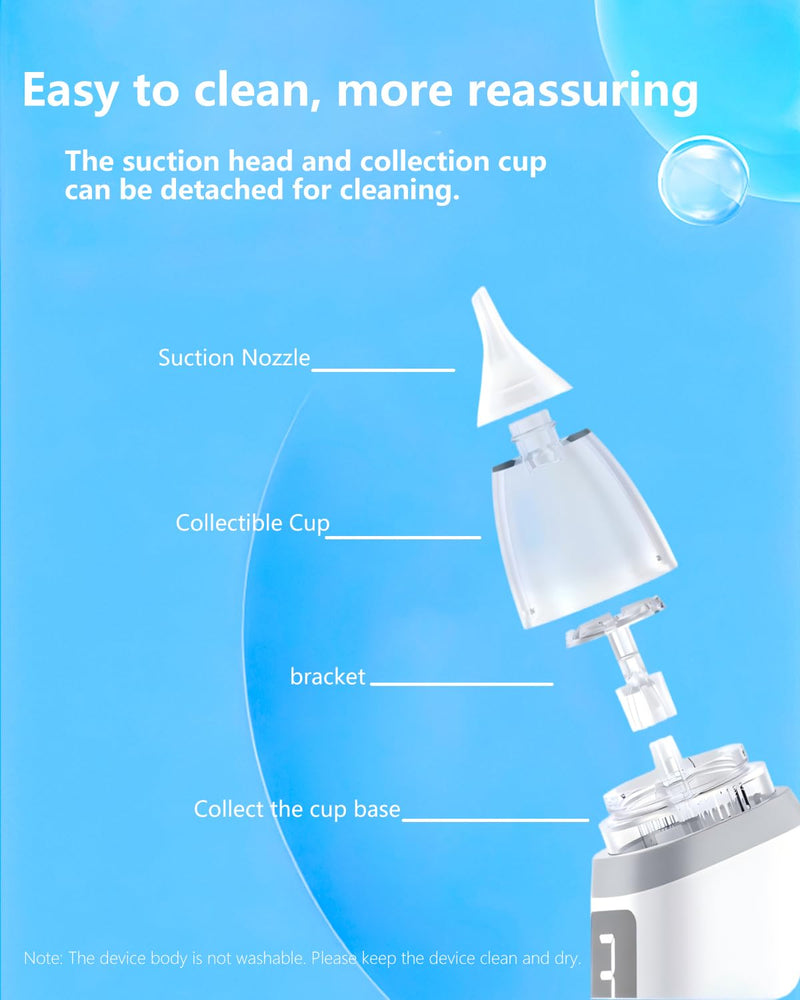 Nasal Aspirator for Baby,Baby Nose Sucker,Electric Nasal Aspirator for Baby,for Relieving Nasal Congestion,Nose Cleaner with 3 Silicone Tips,Adjustable Suction Level,Music and Light Soothing Function - BeesActive Australia