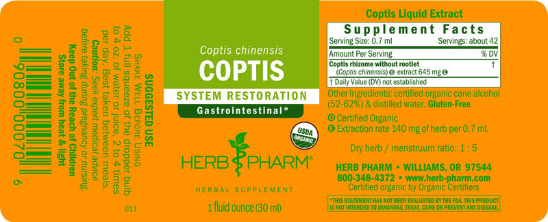 Herb Pharm Coptis Liquid Extract for Digestive Support, 1 Fl oz (Pack of 2) 1 Fl Oz (Pack of 2)