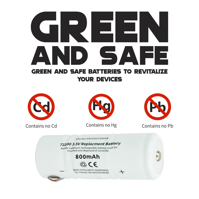 Replacement for Welch Allyn 72200 Battery, 3.5V 800mAh Nickel-Cadmium Rechargeable Battery Compatible with 60835, 71000, and 71670 Power Handles 72200 Rechargeable Battery - BeesActive Australia
