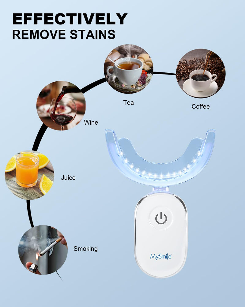 MySmile Teeth Whitening Accelerator Light, 28 LED Blue Light, Each 10 Minutes, USB Charger, Mouth Trays, 1 Pcs LED Light & 4ml Gel 1pcs Blue Light - BeesActive Australia