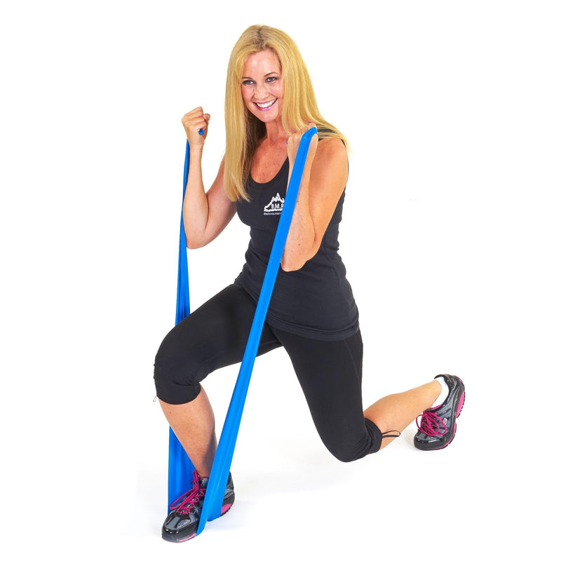 Black Mountain Products Therapy Exercise Bands with Resistance Band Carrying Case, Door Anchor and Starter Guide, Yellow, Blue, Green - BeesActive Australia
