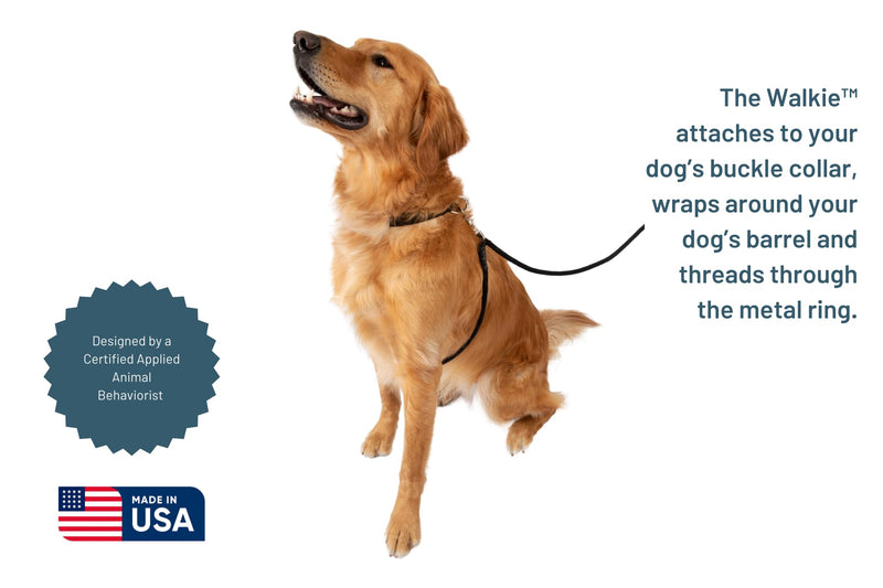 The Walkie No Pull Dog Leash - Gentle, Effective, Encourages Loose Leash Walking - Made in USA - Black - Size Large for Dogs 25 lbs – 150 lbs l - BeesActive Australia