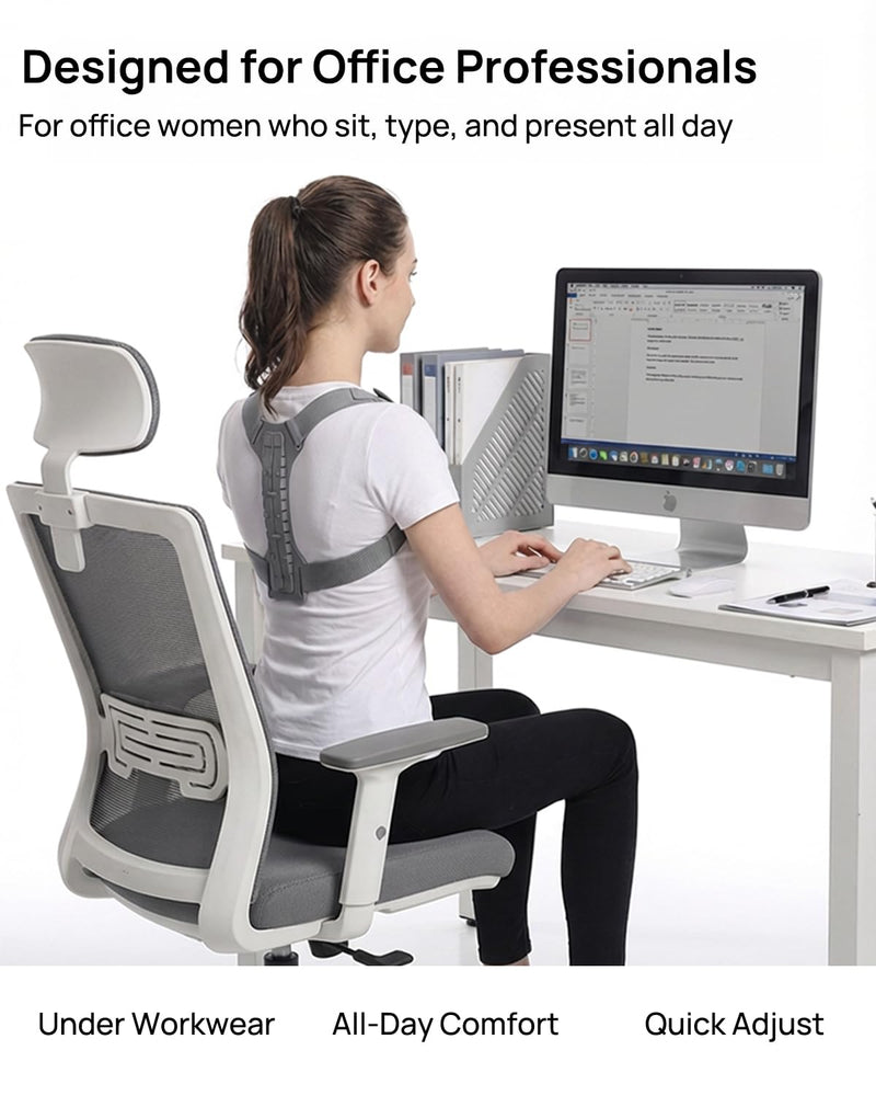 OFIR Upper Back Brace Posture Corrector for Women Office Professionals, Shoulder & Back Straightener for Anti-Slouch Support, Reinforced Back Panel, Breathable Diamond-Lattice, Wider Straps, Quick-Adjust Fit