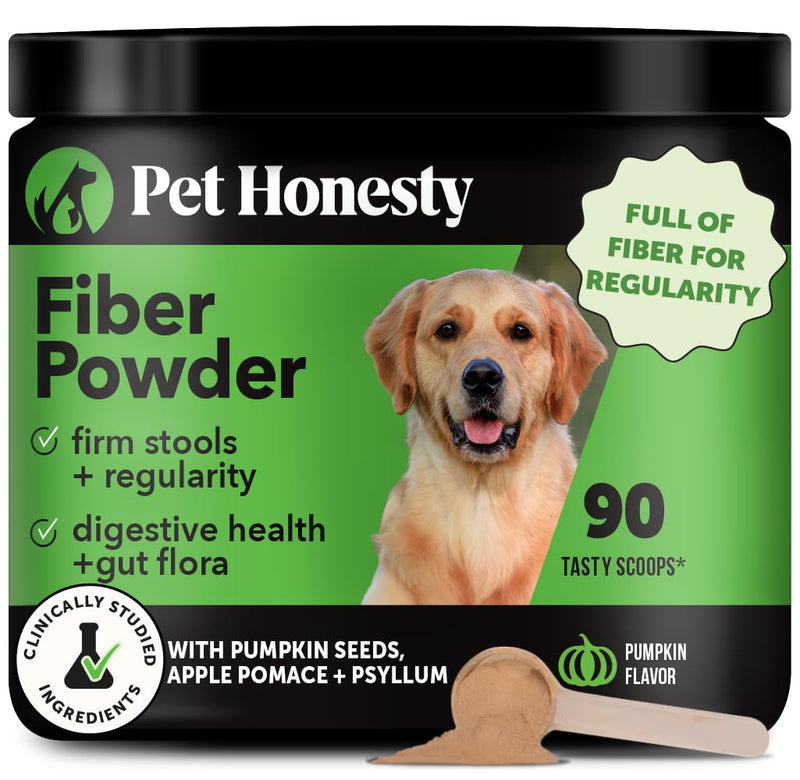 Pet Honesty Pumpkin Fiber Powder Supplement for Dogs - All Natural Dog Probiotic with Psyllium Husk, Pumpkin Seeds and Apple Pectin for Healthy Digestion (90 Scoops) 90 Scoops Powder