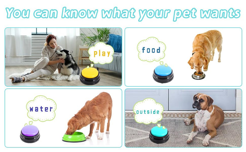 Pet Talking Starter Set with Stickers-4 Piece Recordable Dog Talking Button Set - Cat & Dog Buttons for Communication - BeesActive Australia