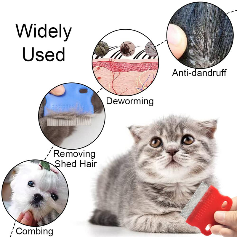6 Pcs Pet Flea Combs, Dog Cat Combs, Hair Removal Massaging Shell Combs, Pet Combs for Removal Dandruff, Hair Stain(Random Colour) - BeesActive Australia