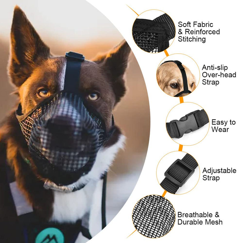Adiwo muzzle for dogs, dog muzzle with rounded mesh loop, breathable, safe, quick fit for small, medium and large dogs, adjustable eating protection, dog biting and chewing, M/22-25 cm - BeesActive Australia