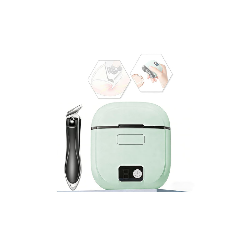 Electric Nail Clipper - 2026 Improved, Nail Clippers Set, Includes an Automatic 2-in-1 Nail Clippers (with LED Light & Storage Box) an Oblique Nail Clippers, Ideal for All Your Nail Care Needs - Green