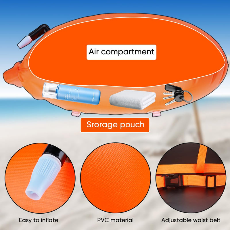 Swim Buoy for Open Water 2 Pack, 20L Swim Safety Float Waterproof Dry Bag for Swimmers Triathletes Kayakers Snorkelers, Swimming Pull Buoy for Safer Swim Training (Yellow & Orange) Yellow - BeesActive Australia