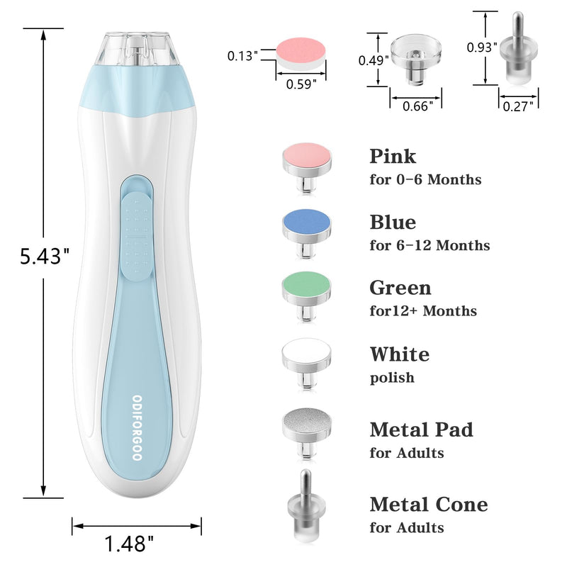 Baby Nail Trimmer Electric Baby Nail File,USB Charging 15 in 1 Nail Clippers kit with Dust Cover LED Light,Trim Buffer Kit for Newborn Infant Toddler or Adults Toes Fingernails CareÔºàBlueÔºâ Blue