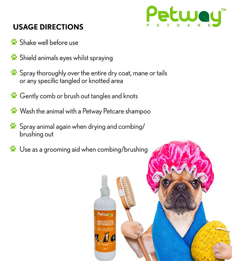 Petway Petcare Anti-Static Detangler, Dematting Spray for Dogs, Cats And Horses, Free of Phosphates, Parabens & Enzymes, Tangle Remover, Daily Grooming Aid, Soap & No Artificial Fragrence added, 500ml 500 - BeesActive Australia