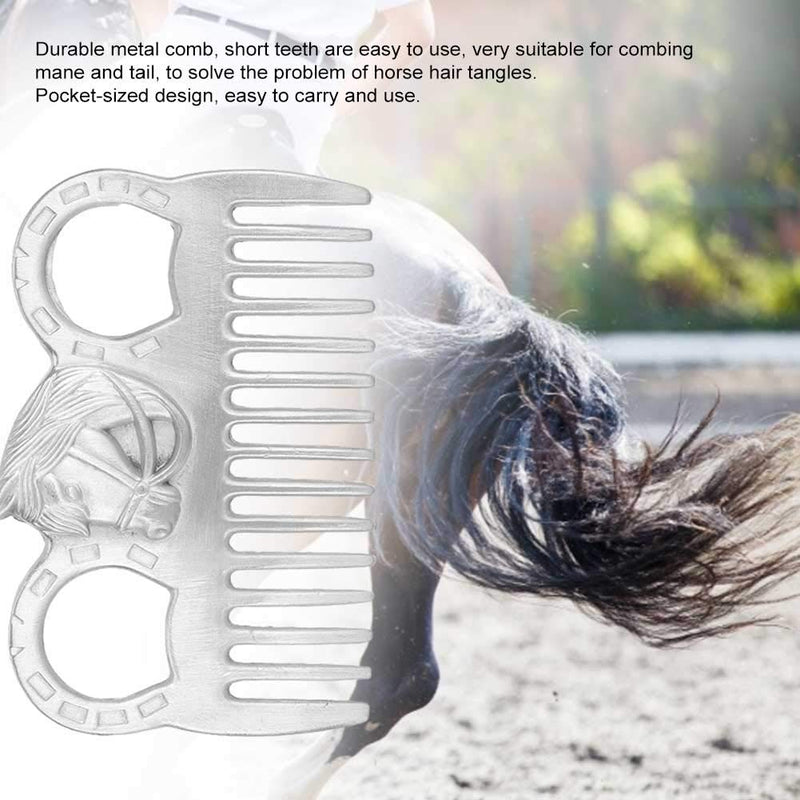 Metal Horse Comb, 4inch Stainless Metal Pulling Combs Horse Mane Comb Horse Tail Comb Mini Pocket Combs Horse Grooming Comb Livestock Comb for Cleaning Hair Removing Loose Undercoat Knots, Silver - BeesActive Australia