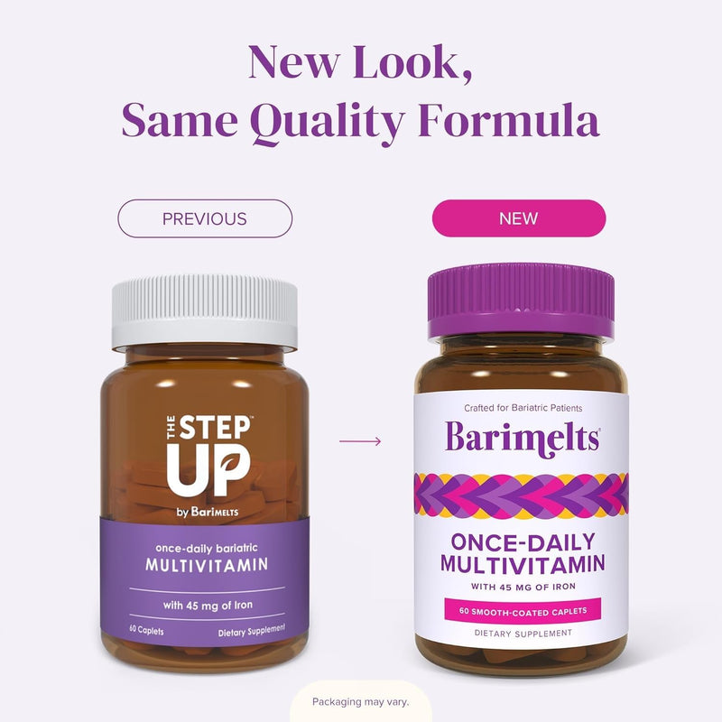 BariMelts Once Daily Bariatric Multivitamin with Iron, 60 Easy-Swallow Caplets (2-Month Supply), Multivitamin for Women, Multimineral Complex, Supports Nutrition After Bariatric Surgery 60 Count (Pack of 1)