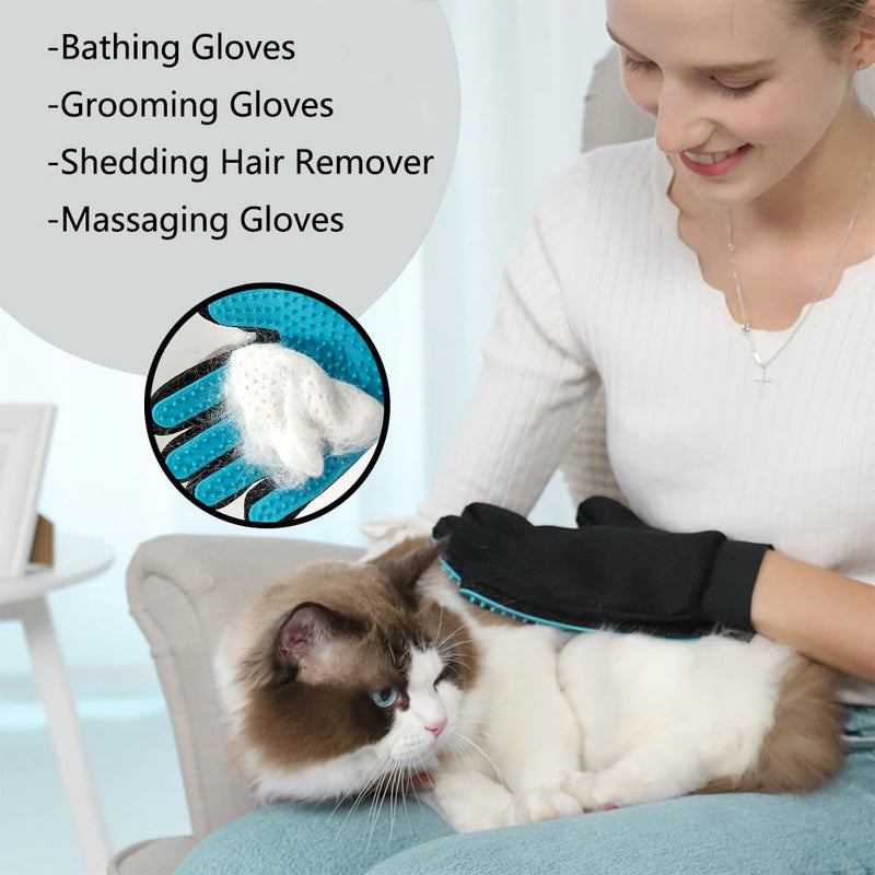 Upgraded Pet Grooming Gloves with Sturdy Teeth, Dexterous Dog Hair Removal for Gentle Shedding, Shampoo Horse Bathing Supplies for Washing, Scrubber Massage Cleaning Brushes, One Size, Pair of 1 - BeesActive Australia