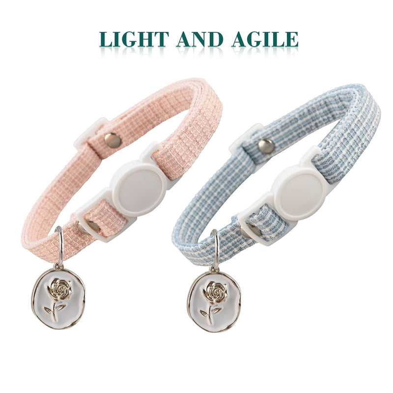 2 Pack Chanel's Style Cat Collar, Premium Kitten Collar, Elegant Cat Collar with a Rose Charm, Safety Adjustable Ideal for Girl Cat Boy Cat - BeesActive Australia