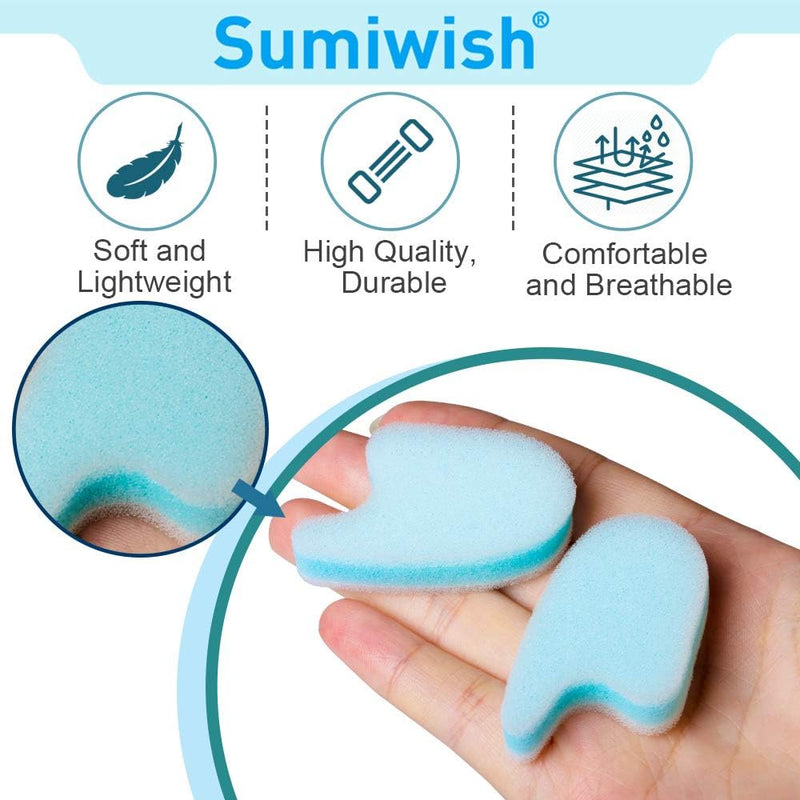Sumiwish Foam Toe Separators, 20 Pack Breathable Toe Spacers, Reduce Friction and Relieve Corns Pain, Overlapping Toes Corrector - (Blue) Blue（20 Pack） - BeesActive Australia