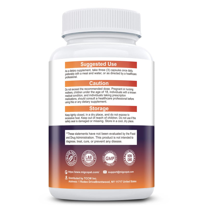 Migcopat R Alpha Lipoic Acid 600mg Neuropathy Supplement 120 Caps | ALCAR, NAC, Magnesium & Active B-Vitamins | Antioxidant for Energy & Nervous System, Non-GMO, Vegan